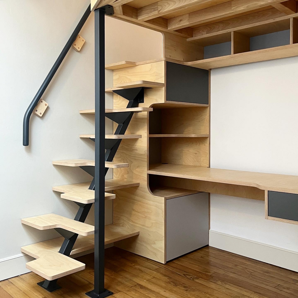 escalier mezzanine sur mesure en bois